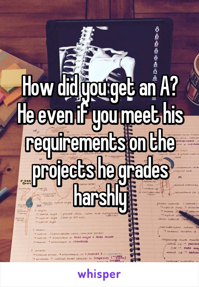 How did you get an A? He even if you meet his requirements on the projects he grades harshly