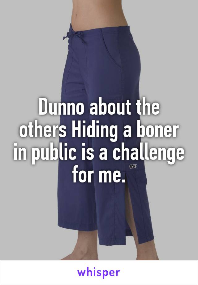 Dunno about the others Hiding a boner in public is a challenge for me.