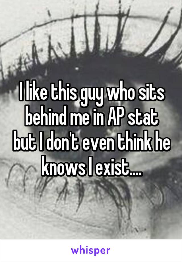 I like this guy who sits behind me in AP stat but I don't even think he knows I exist....