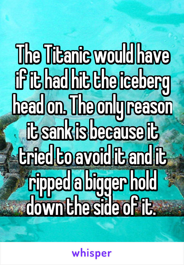 The Titanic would have if it had hit the iceberg head on. The only reason it sank is because it tried to avoid it and it ripped a bigger hold down the side of it. 