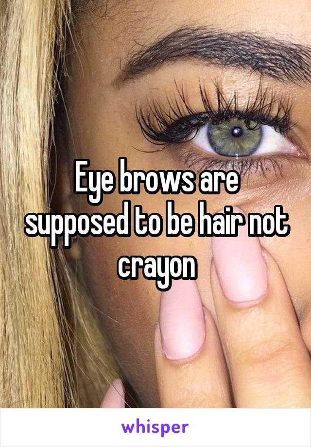 Eye brows are supposed to be hair not crayon