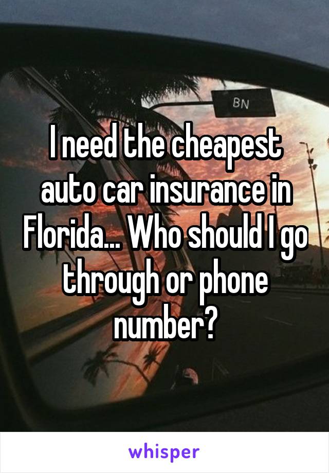 I need the cheapest auto car insurance in Florida... Who should I go through or phone number?