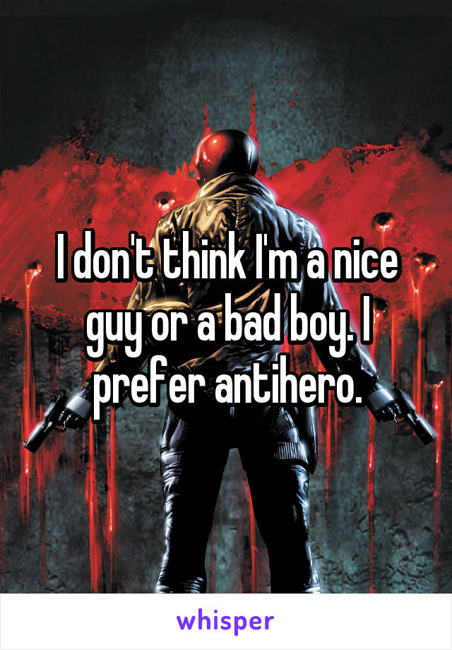 I don't think I'm a nice guy or a bad boy. I prefer antihero.