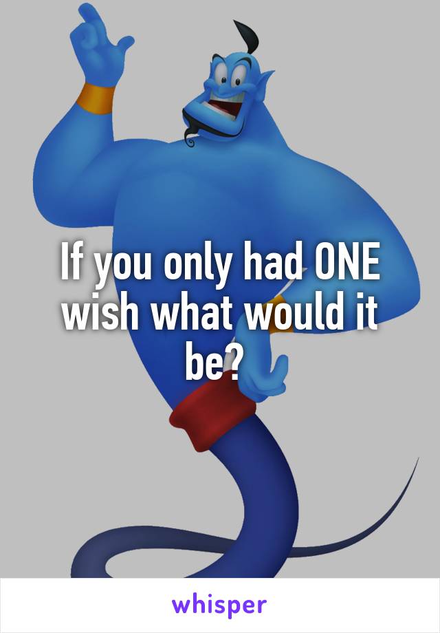 If you only had ONE wish what would it be? 