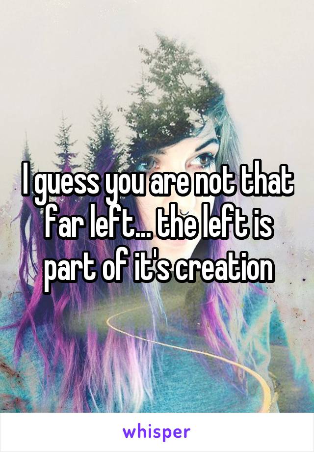 I guess you are not that far left... the left is part of it's creation