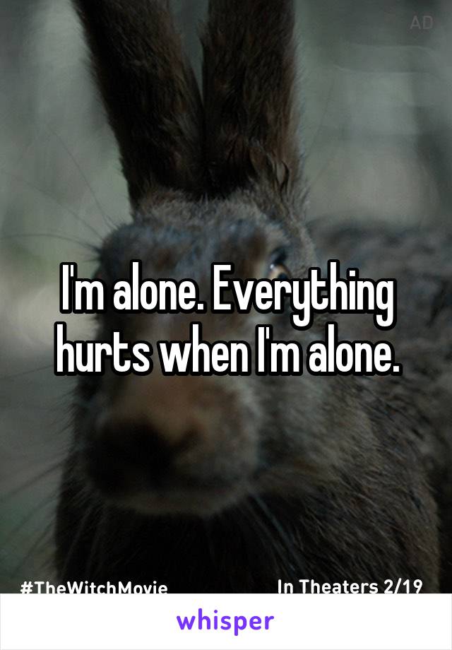 I'm alone. Everything hurts when I'm alone.