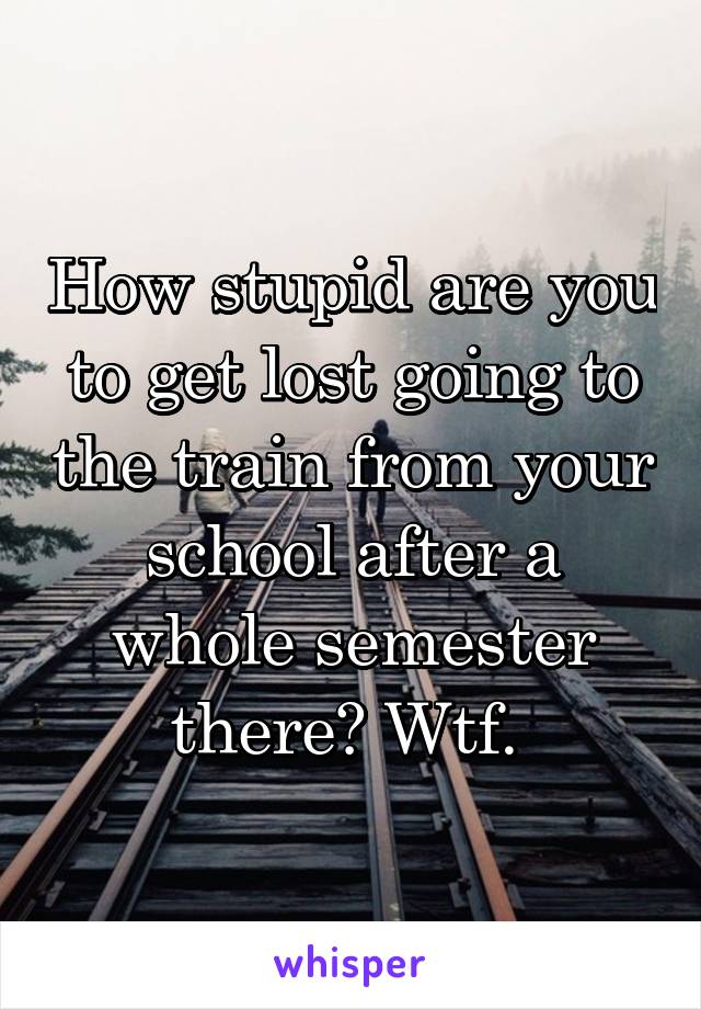 How stupid are you to get lost going to the train from your school after a whole semester there? Wtf. 