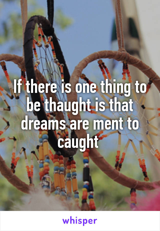 If there is one thing to be thaught is that dreams are ment to caught 