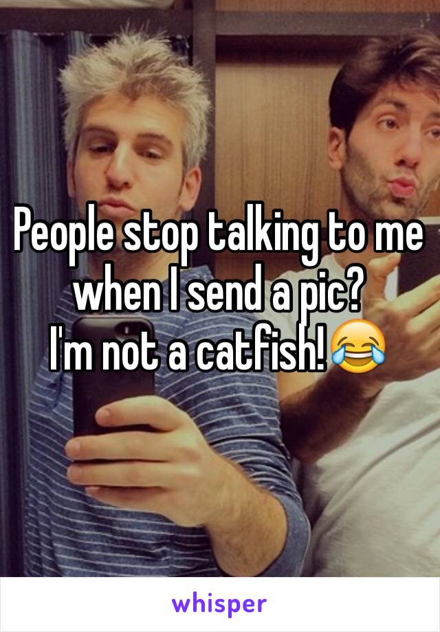 People stop talking to me when I send a pic?
I'm not a catfish!😂