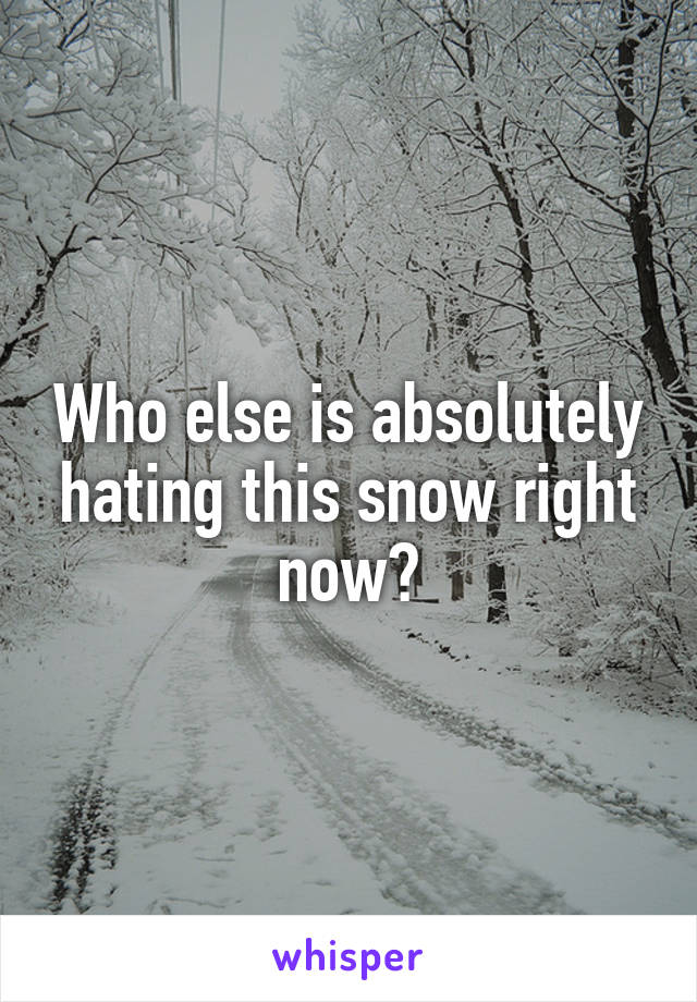 Who else is absolutely hating this snow right now?