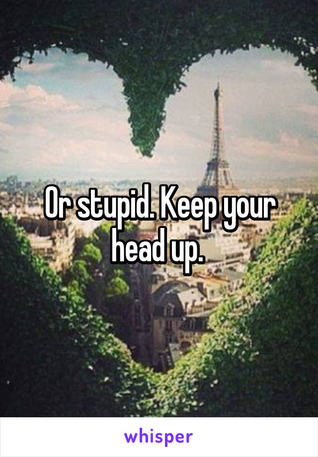 Or stupid. Keep your head up. 