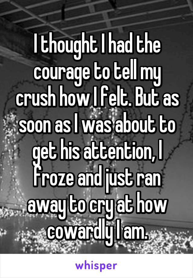 I thought I had the courage to tell my crush how I felt. But as soon as I was about to get his attention, I froze and just ran away to cry at how cowardly I am.
