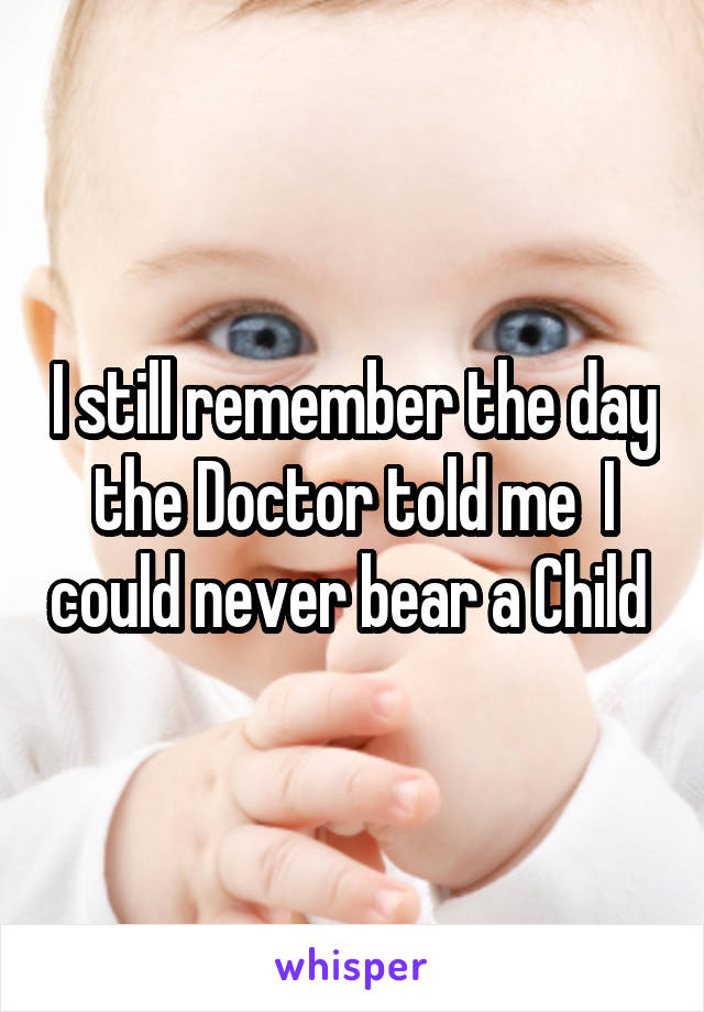 I still remember the day the Doctor told me  I could never bear a Child 