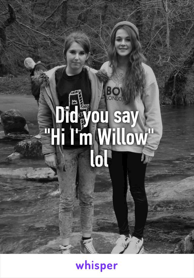Did you say
 "Hi I'm Willow"
 lol