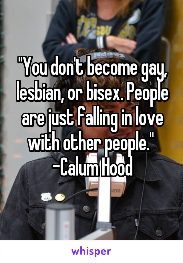 "You don't become gay, lesbian, or bisex. People are just falling in love with other people." 
-Calum Hood
