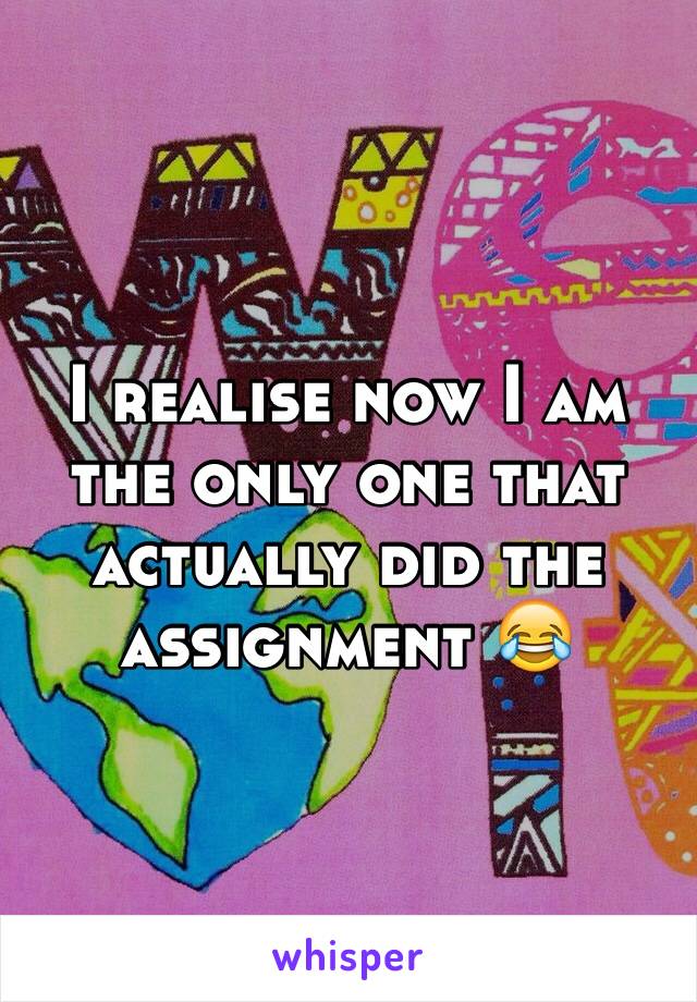 I realise now I am the only one that actually did the assignment 😂