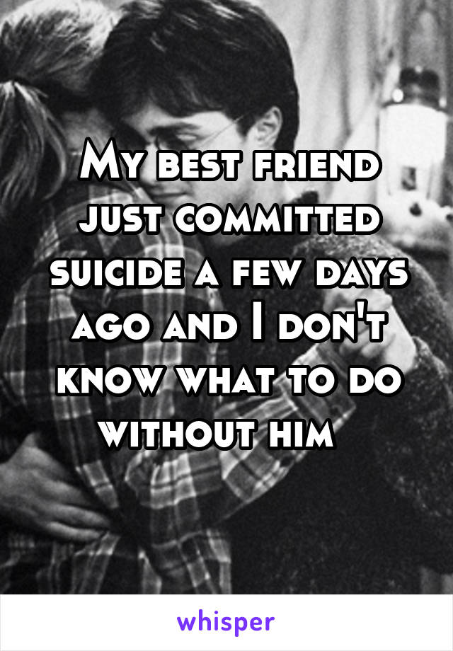 My best friend just committed suicide a few days ago and I don't know what to do without him  
