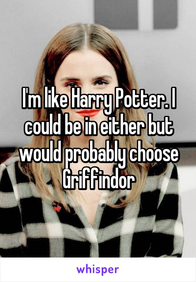 I'm like Harry Potter. I could be in either but would probably choose Griffindor