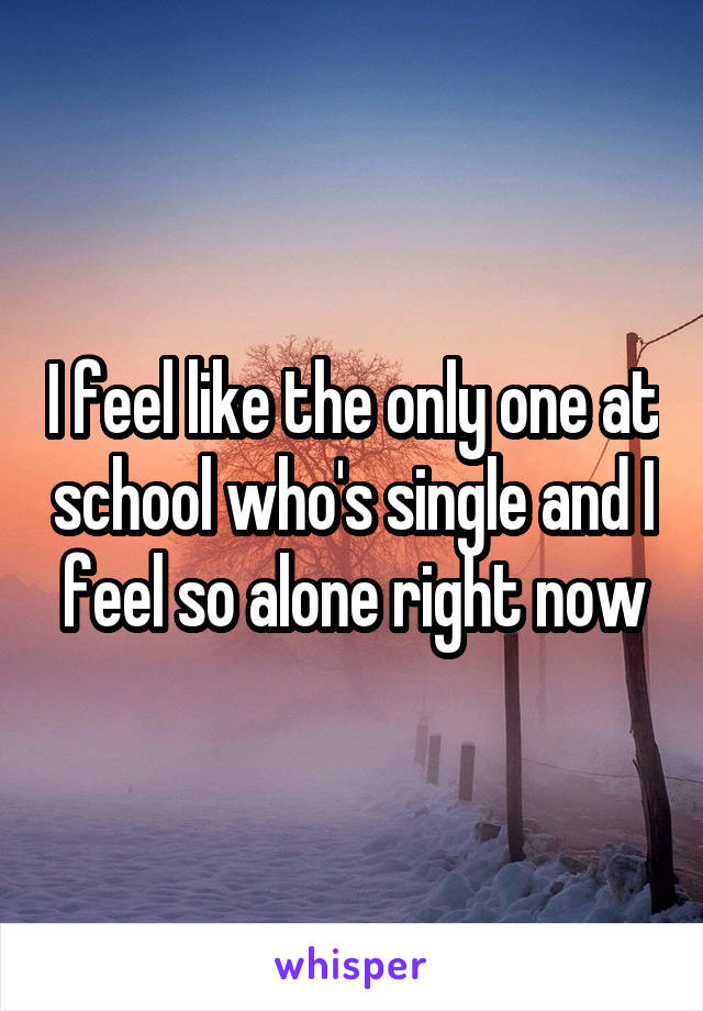 I feel like the only one at school who's single and I feel so alone right now