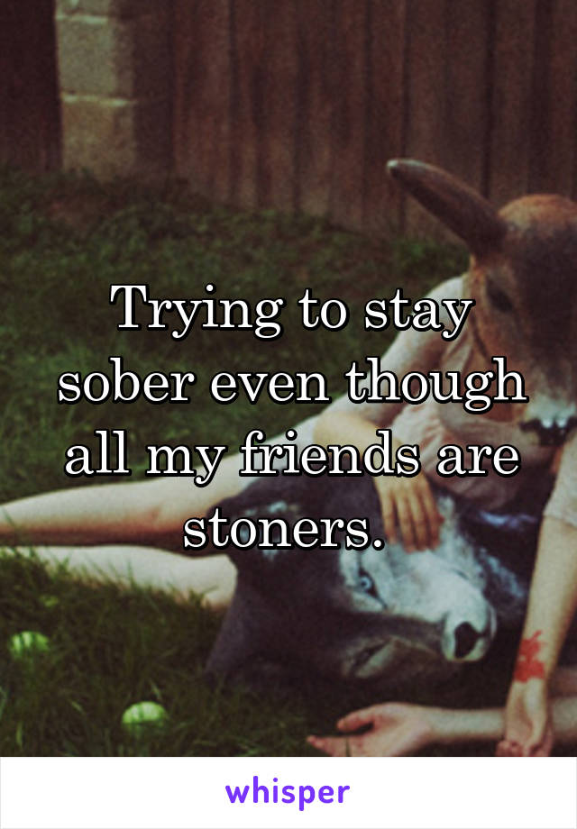 Trying to stay sober even though all my friends are stoners. 