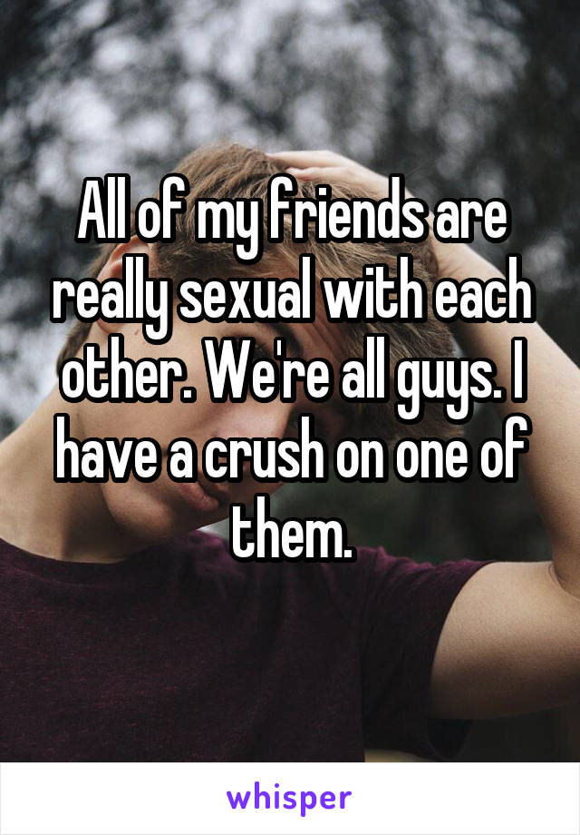 All of my friends are really sexual with each other. We're all guys. I have a crush on one of them.
