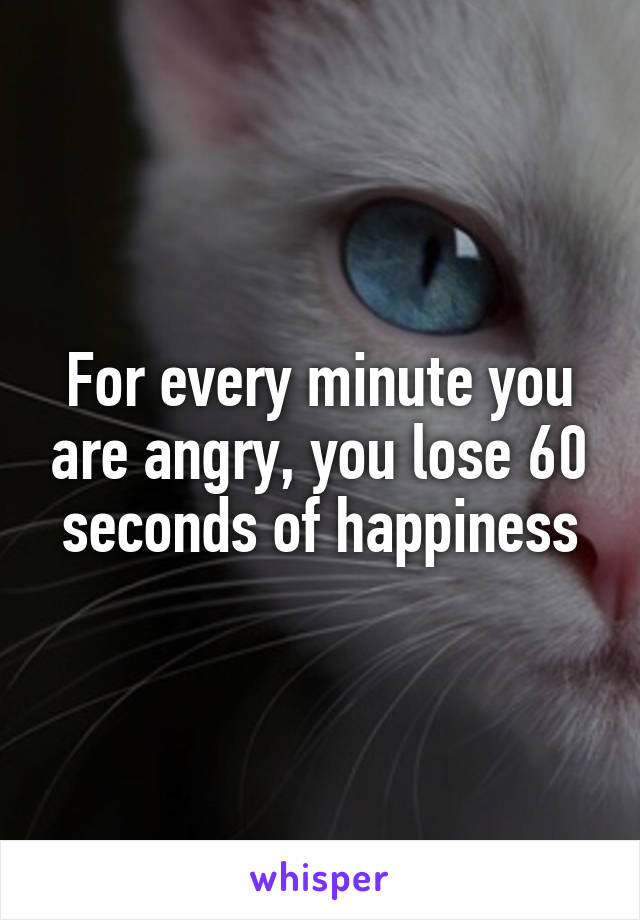 For every minute you are angry, you lose 60 seconds of happiness