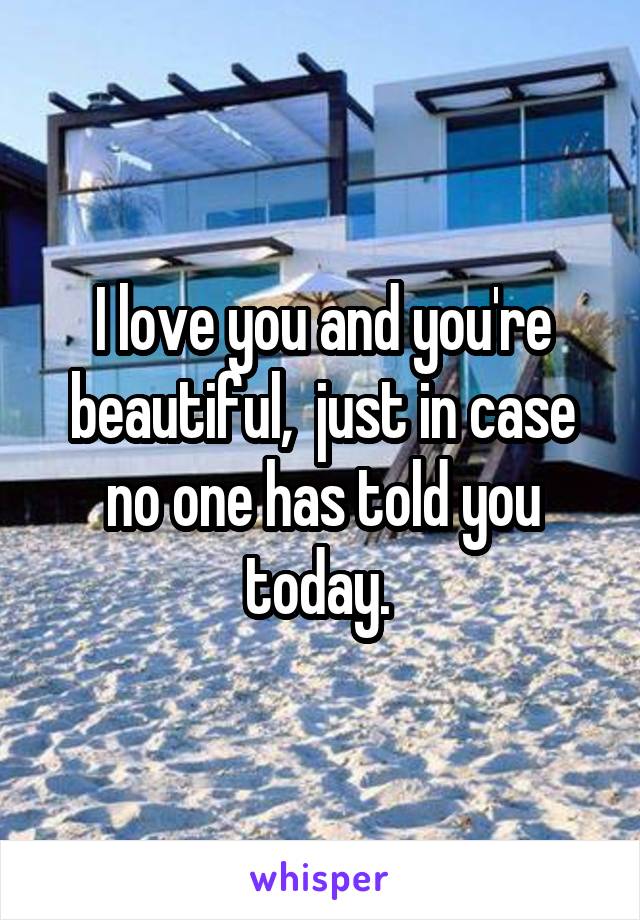 I love you and you're beautiful,  just in case no one has told you today. 