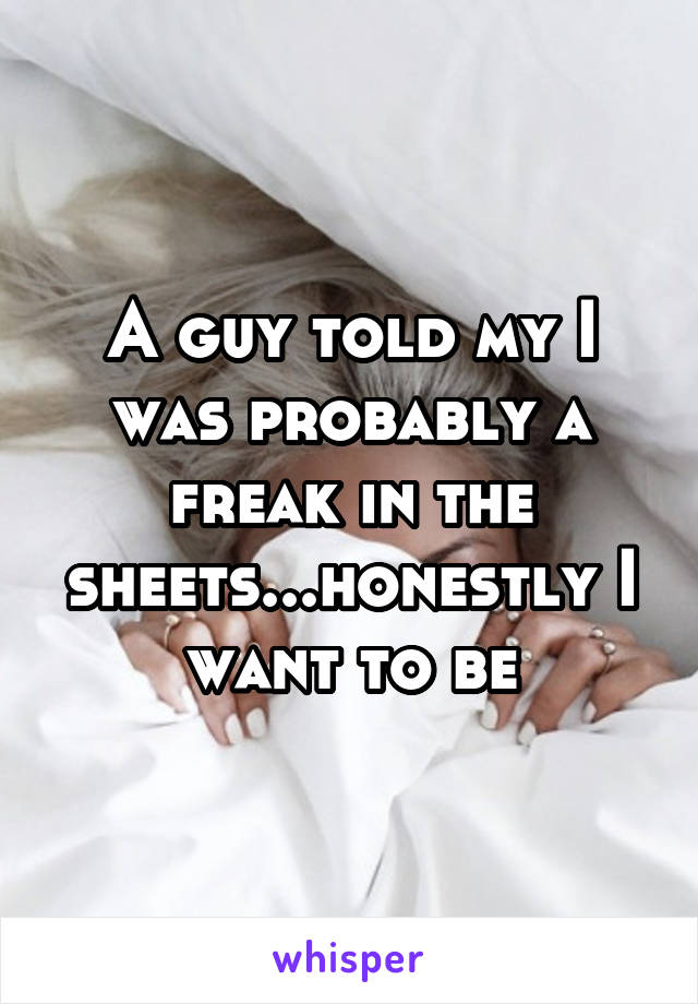 A guy told my I was probably a freak in the sheets...honestly I want to be