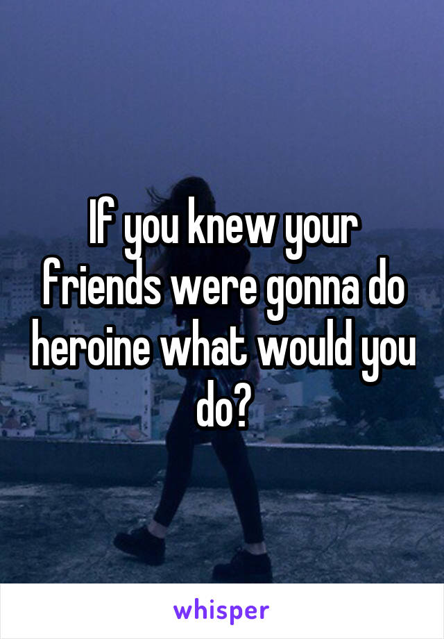 If you knew your friends were gonna do heroine what would you do?