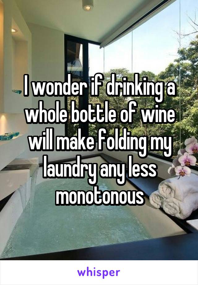 I wonder if drinking a whole bottle of wine will make folding my laundry any less monotonous