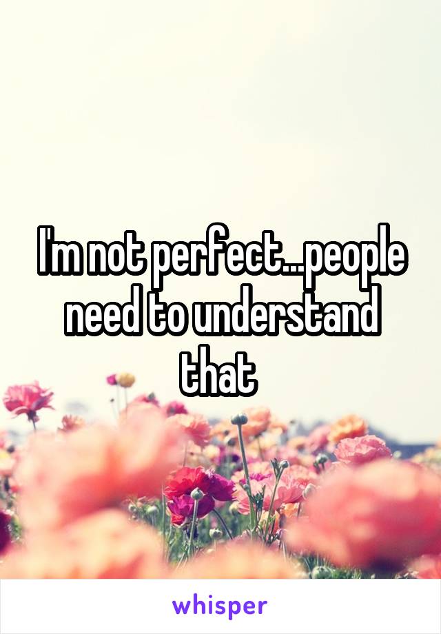 I'm not perfect...people need to understand that 