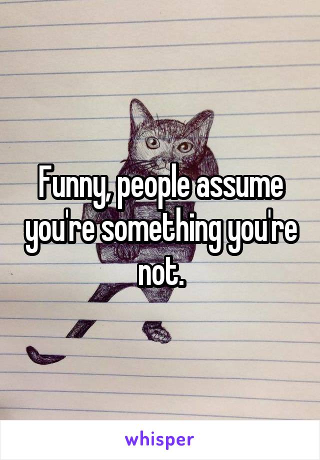 Funny, people assume you're something you're not.