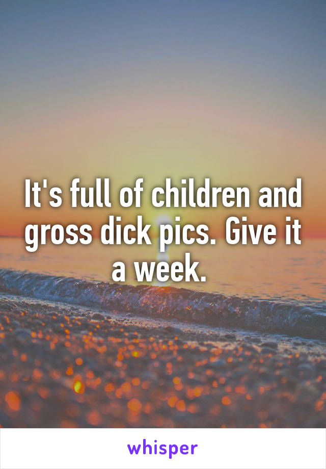 It's full of children and gross dick pics. Give it a week. 