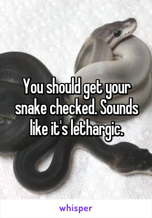 You should get your snake checked. Sounds like it's lethargic.