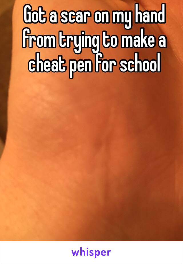 Got a scar on my hand from trying to make a cheat pen for school 