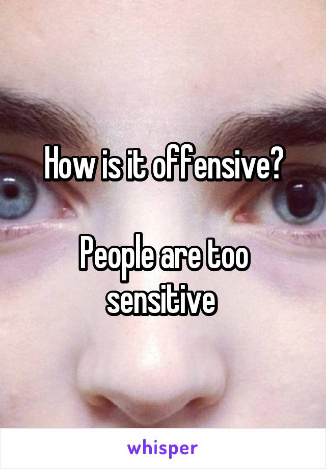 How is it offensive?

People are too sensitive 