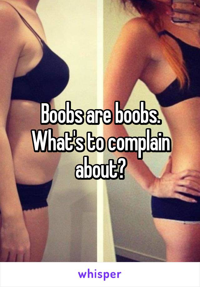 Boobs are boobs. What's to complain about?