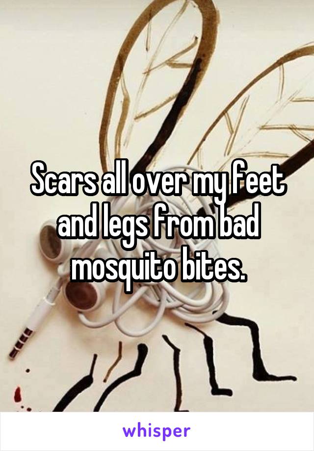 Scars all over my feet and legs from bad mosquito bites.