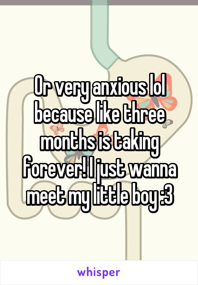 Or very anxious lol because like three months is taking forever! I just wanna meet my little boy :3