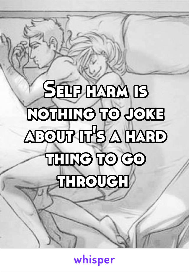 Self harm is nothing to joke about it's a hard thing to go through 