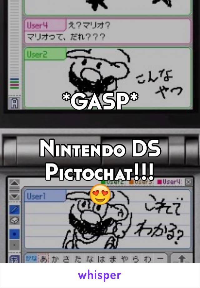 *GASP*

Nintendo DS
Pictochat!!!
😍