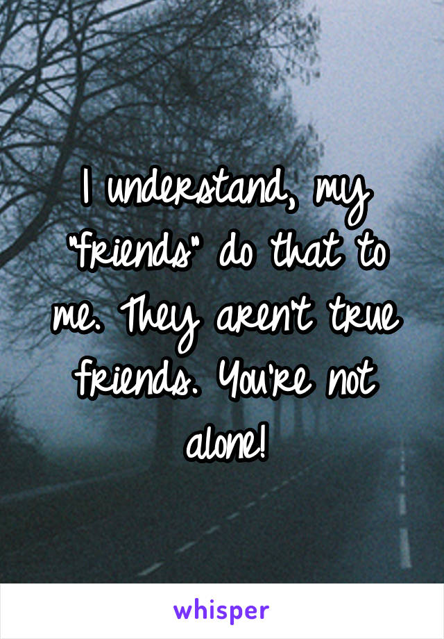I understand, my "friends" do that to me. They aren't true friends. You're not alone!