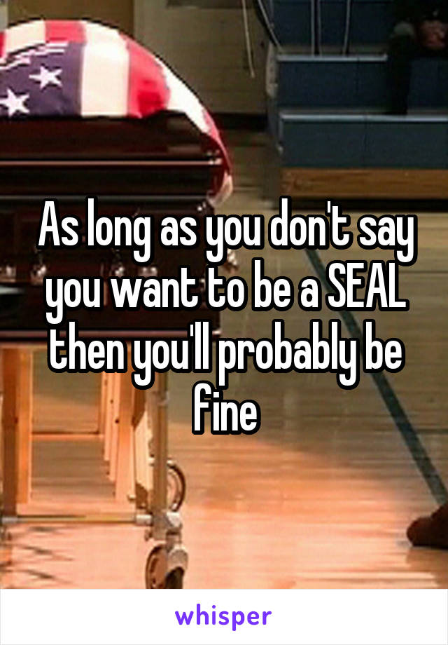 As long as you don't say you want to be a SEAL then you'll probably be fine