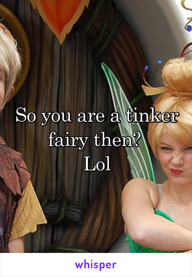 So you are a tinker fairy then? 
Lol