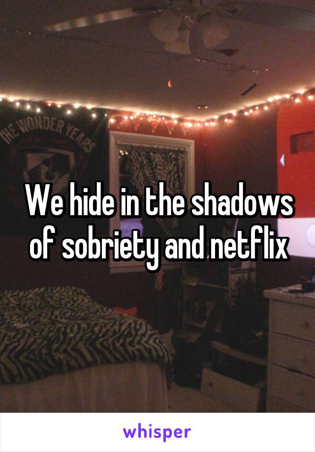 We hide in the shadows of sobriety and netflix