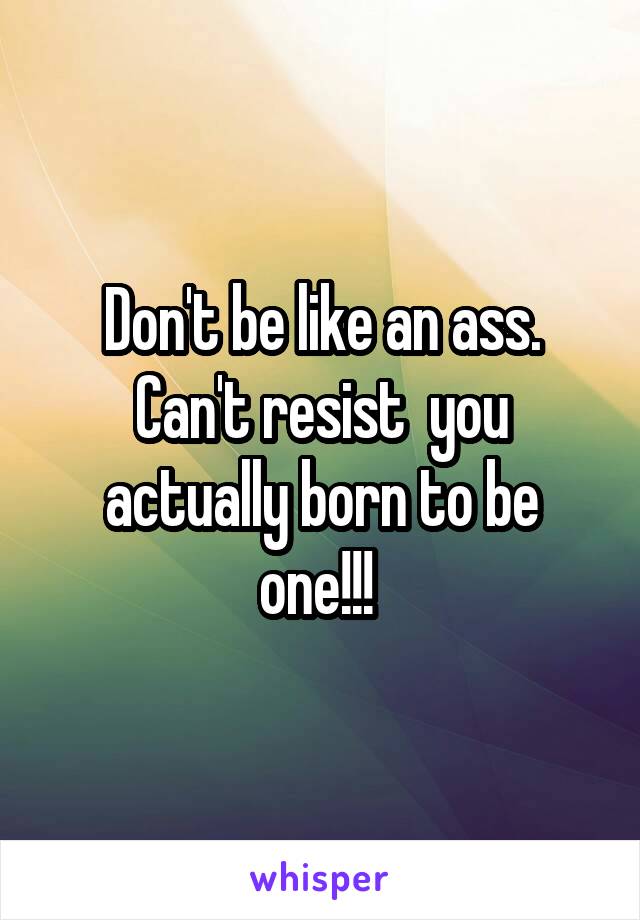 Don't be like an ass. Can't resist  you actually born to be one!!! 