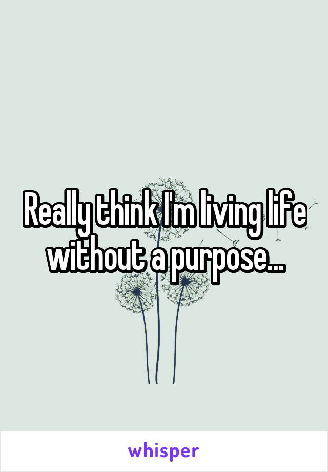 Really think I'm living life without a purpose...