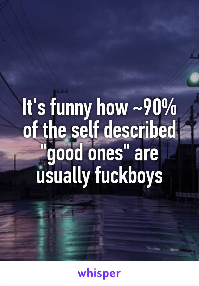 It's funny how ~90% of the self described "good ones" are usually fuckboys