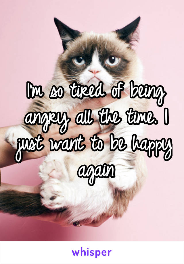 I'm so tired of being angry all the time. I just want to be happy again