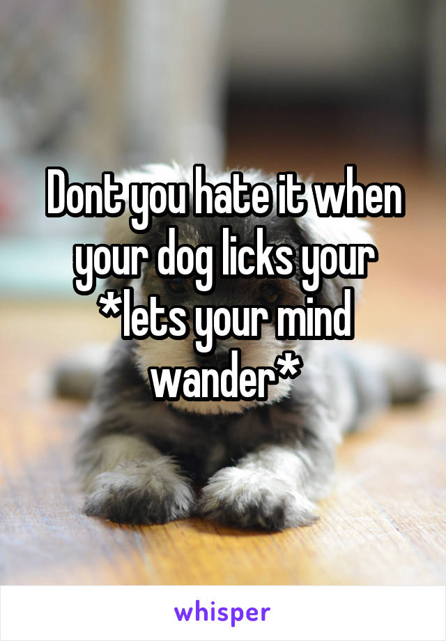 Dont you hate it when your dog licks your *lets your mind wander*

